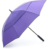 RUMBRELLA 55/62 Inch UV Golf Umbrella Large Oversize Double Canopy Vented Windproof Auto Open Stick Umbrella