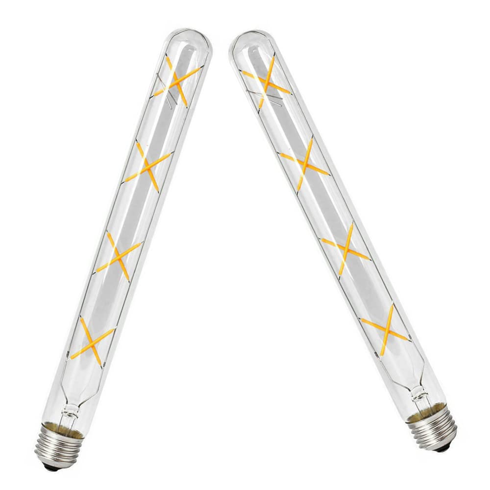 ZYUJIA E27 T30-300mm LED Edison Vintage Filament Bulbs 8W(70W Halogen Bulb Equivalent) 700LM Warm White 2700K Not Dimmable E27 Clear Glass Retro Tuber,2Packs