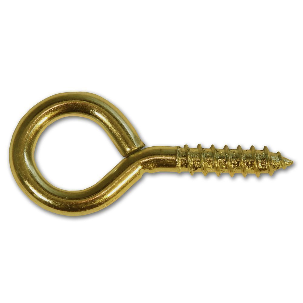 Merriway BH02812 (10 Pcs) EB Steel Screw-In Eye, 35 mm (1.3/8 Inch), Brass Plated - Pack of 10 Pieces