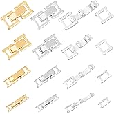 SUPERFINDINGS 16PCS 8Styles Brass Fold Over Clasps Golden Silver Bracelet Necklace Jewelry Extender Foldover Extension Clasps Jewelry Clasps Closure End Caps