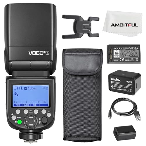 Godox V860III-S Flash, TTL 2.4G GN60 HSS Camera Flash HSS 1/8000s, 0.01-1.5s Extremely Recycle Time, 10 Levels LED Modeling Lamp, with 2600mAh Lithium Battery Speedlite for Sony