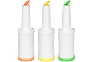 3Pcs Plastic Bar Juice Pour Bottles, 1L Large Capacity Pour Spouts for Liquor Bottles, Home Bartending Supplies