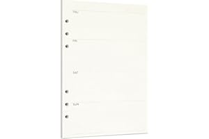 Zelten 1 Pack A5 45 Sheets/90 Pages Weekly Planner Loose Leaf Punched Paper Refills Paper for 6 Hole Binder Personal Organize
