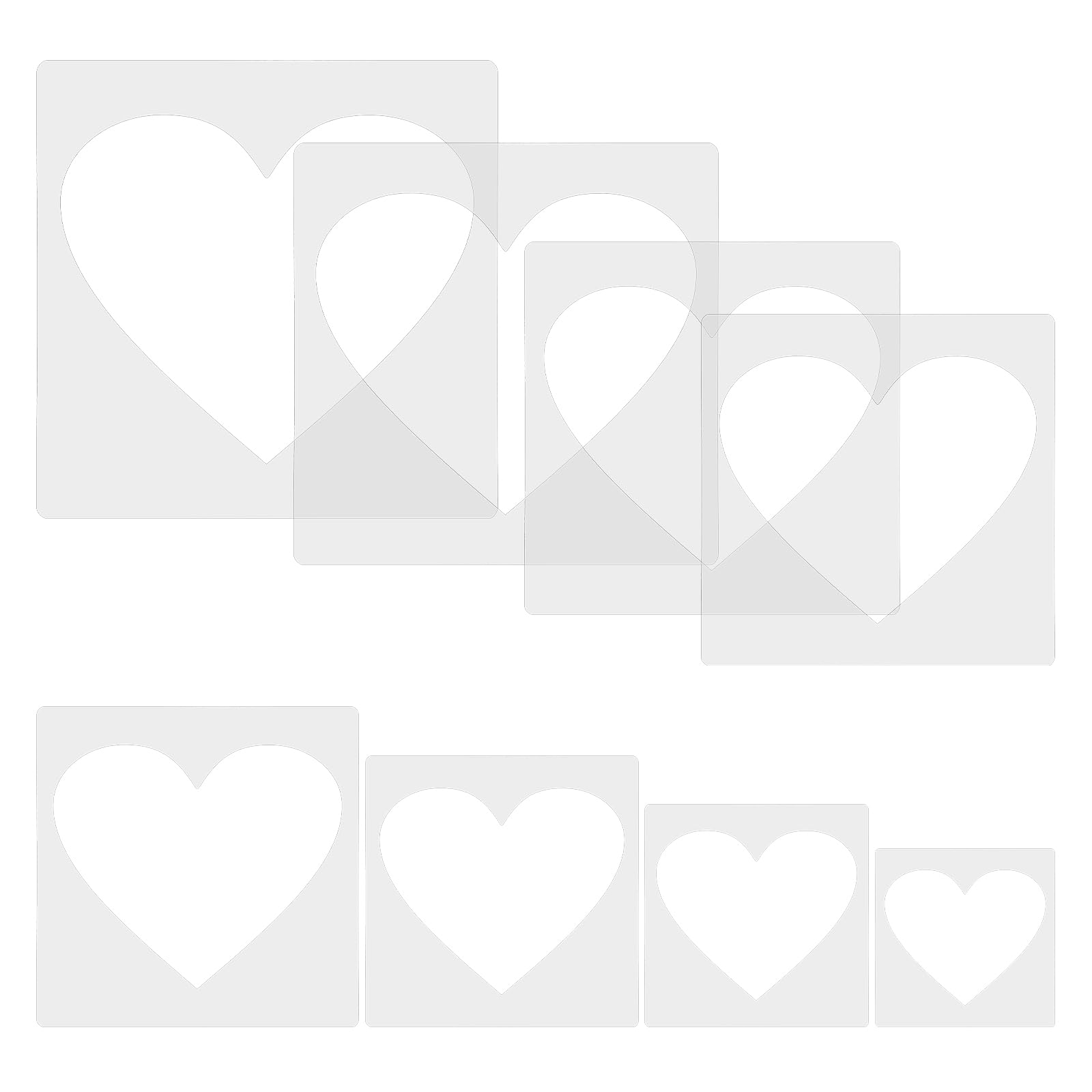 8 Piece Large Heart Stencils for Crafts, Reusable Different Sizes Heart Shape Stencil Spraying on Wall, 5 Point Plastic Heart Templates for Fabric Walls Arts Paper Home Decoration