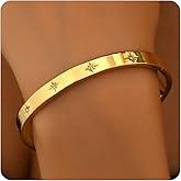 Gold bracelet for Women 18K Gold Plated Bamboo Watch Band Star Labyrinth Bangle Bracelets Dainty Stainless Steel Jewelry Gifts