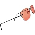 BRADDELL FL-41 Rose Tinted Migraine Light Sensitivity Rimless Glasses for Fluorescent LED Glare, Photophobia and Eye Strain