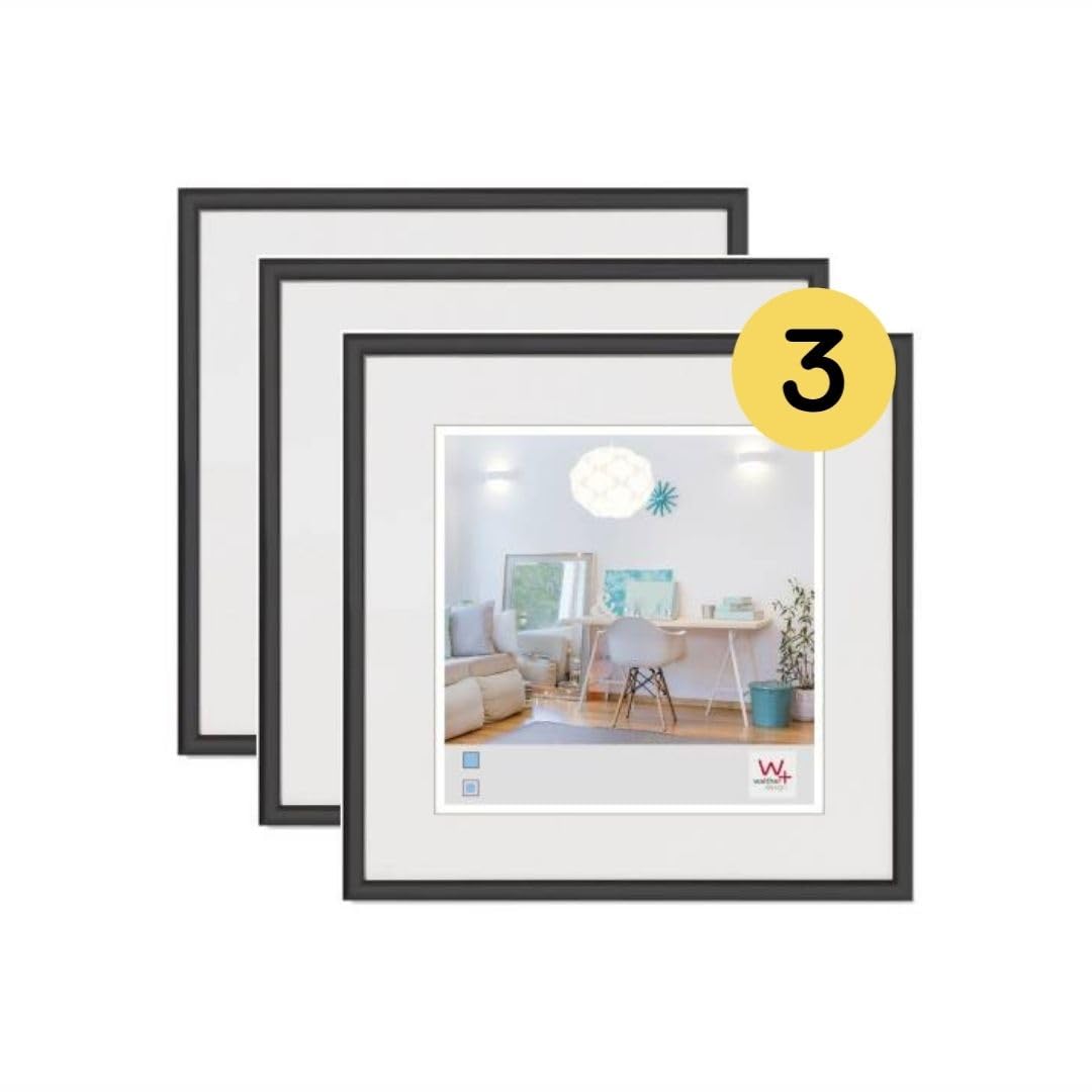 walther Design Picture Frame Black 30 x 30 cm 3-Pack, New Lifestyle Plastic Frame KV330B3