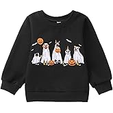 AFUKUIA Toddler Baby Girl Halloween Sweatshirt Kids Ghosts Dog Pumpkin Spooky Season Pullover Crewneck Long Sleeve Shirt Tops