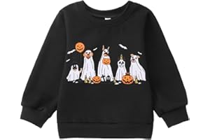 AFUKUIA Toddler Baby Girl Halloween Sweatshirt Kids Ghosts Dog Pumpkin Spooky Season Pullover Crewneck Long Sleeve Shirt Tops