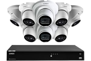 Lorex 4K 8MP 16-Camera Capable (Wired or Fusion Wi-Fi) 4TB PoE NVR System with 8 IP Dome Cameras - Color Night Vision, Smart Motion Detection (Person/Vehicle), IP67, Listen-in Audio (White)