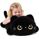 Mewaii Black Cat Plush Pillow Cute Plushies, Squishy &amp; Huggable, 20 in | Cuddly Cat Stuffed Animal Pillow, Low-Shedding, PP Cotton Fill, Machine Washable, Desk Decor, Gift For Kids &amp; Cat Lovers