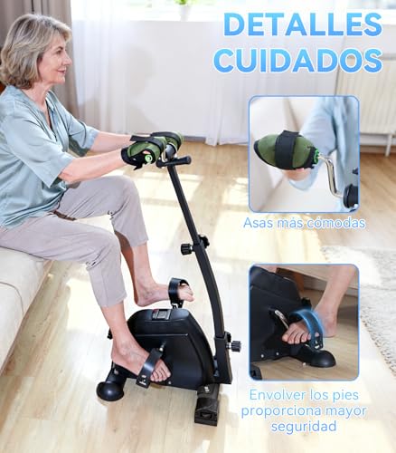 Pedales para Rehabilitación, Ajustable en Altura y Resistencia,con Pantallas LCD,Ejercitador de Piernas y Pedal para Brazo,Adecuado para uso doméstico y rehabilitación de piernas para personas mayores