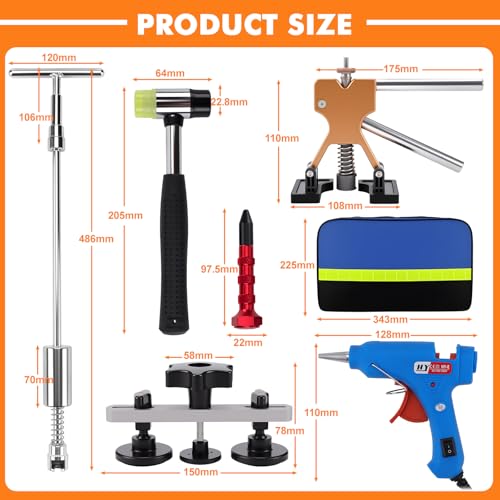 KAOLALI Body Puller Kit of 78 Paintless Dent Puller Kit - Suction Cup Body Puller for Car Dent Removal on Vehicles/Doors
