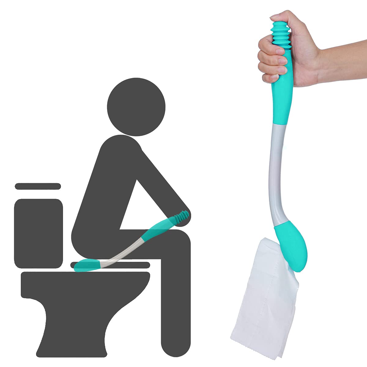 Miyobing Bathroom aids Long-Range Toilet,Long Reach Comfort Wipe,Extends Your Reach Over 15" Grips Toilet Paper or Pre-Moistened Wipes Comfort,No Wipes,Disabled Pregnant Old man,Stool Wiping Stick