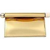 DKQXEIM Trendy PU Leather Clutch Bag for Women Versatile Folding Evening Purse Metal Decoration Crossbody for Banquet Party Gold