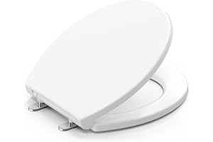 Topseat Plus Series Round Toilet Seat, Slow Close, No-Slam, Magnetic Quick-Release for Easy Clean, Easy Installation, Secure-Grip Bumpers, Wobble-Free, Adjustable Fit, Plastic, White