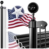 iElyiEsy 12 Gauge 20FT Heavy Duty Black Flag Pole Kit - In-Ground Flagpole, 120MPH Wind Tested with 3'×5' Oxford Embroidered Flag Aluminum top Ball for Residential/Black
