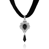 GYRMMUE Vintage Gothic Velvet Pendant Necklace,Red Black Crystal Glass Choker Punk Cameo Necklaces Goth Victorian Mystic Witch Jewelry for Women