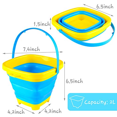 3 otters 3PCS Foldable Bucket, Foldable Pail Bucket Sand Buckets Silicone Collapsible Bucket, for Kids Beach Play Camping Gear Water and Food Jug, Dog Bowls, Camping, 2L