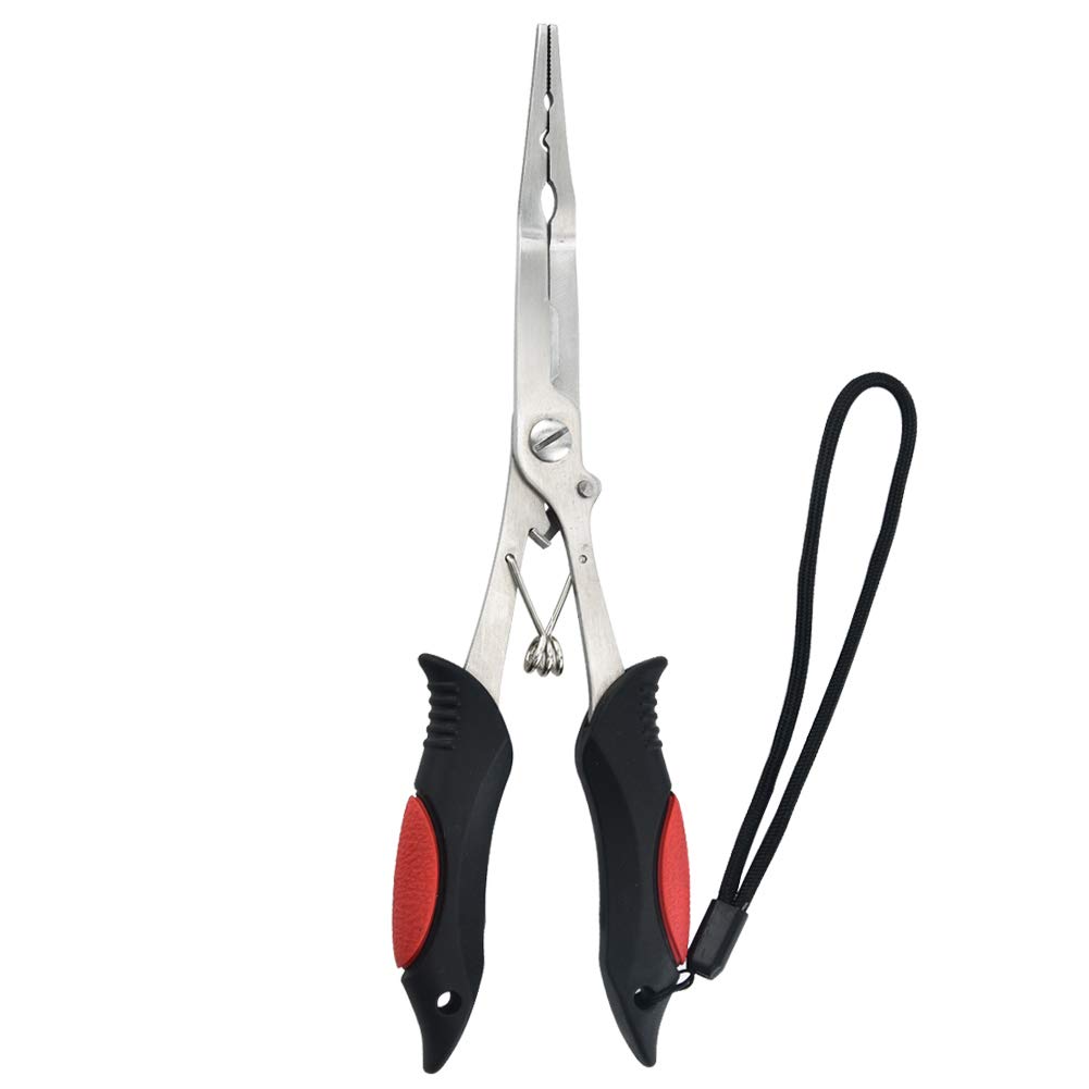 Stainless Steel Fishing Pliers Tool 8 Inches Fishing Multifunction Luya Pliers Hook Remover with Rope and Sheath Red