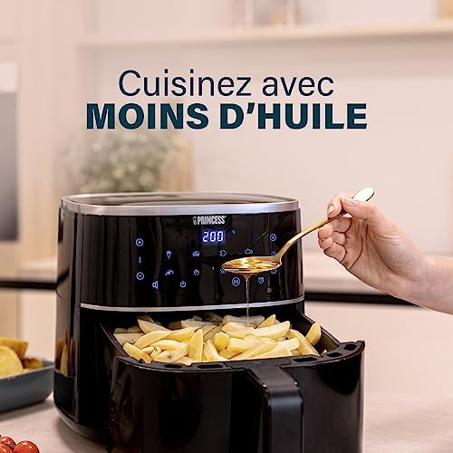 Friteuse à Air 6L XXL, Airfryer Numérique avec 6 Programmes, Écran Tactile LED, Économe en Énergie, Moins d’Huile, Revêtement Antiadhésif, 1500 W, 182244