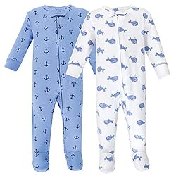 Hudson Baby Unisex Baby Cotton Sleep and Play, Blue