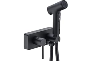 BSTIIU Brass Handheld Bidet Sprayer for Toilet Hot and Cold Adjustable Bathroom Vanity Side Mount Bidet Faucet Attachment, 2 Function High Pressure Bidet for Cleaning Feminine Wash, Matte Black