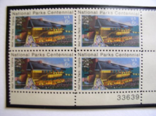 US 1972 Postal Stamps, National Parks Centennial, S# 1452, PB of 4 6 Cent Stamps