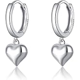 SLUYNZ Solid 925 Sterling Silver 8MM Fat Heart Hoop Earrings for Women Teens Sweet Love Hoop Earrings Huggie