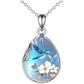 SILBAZ Hummingbird Necklace for Women 925 Sterling Silver Moonstone Pendant Jewelry Birthday Gifts
