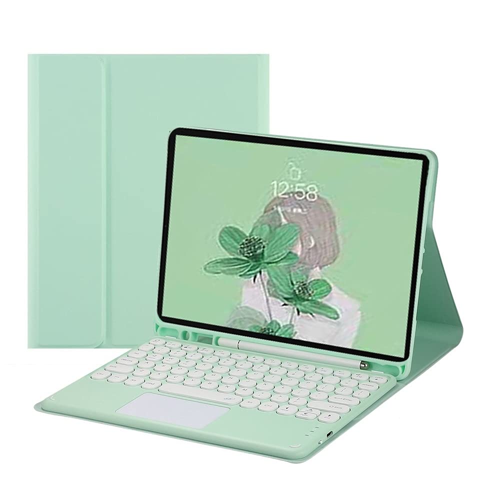 Disonbeir Touch Keyboard Case for iPad 9th 8th 7th Generation 10.2 inch, Air 3rd Gen, Pro 10.5 inch Case with Cute Round Key Detachable Touchpad Color Keyboard Cover (MintGreen) — image 1