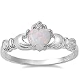 Oxford Diamond Co Sterling Silver Irish Claddagh Simulated Gemstone Promise Ring Available