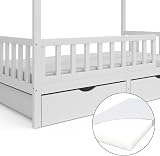VitaliSpa Franka White House Bed 80x160 cm with 2 Drawers & Mattress view 6