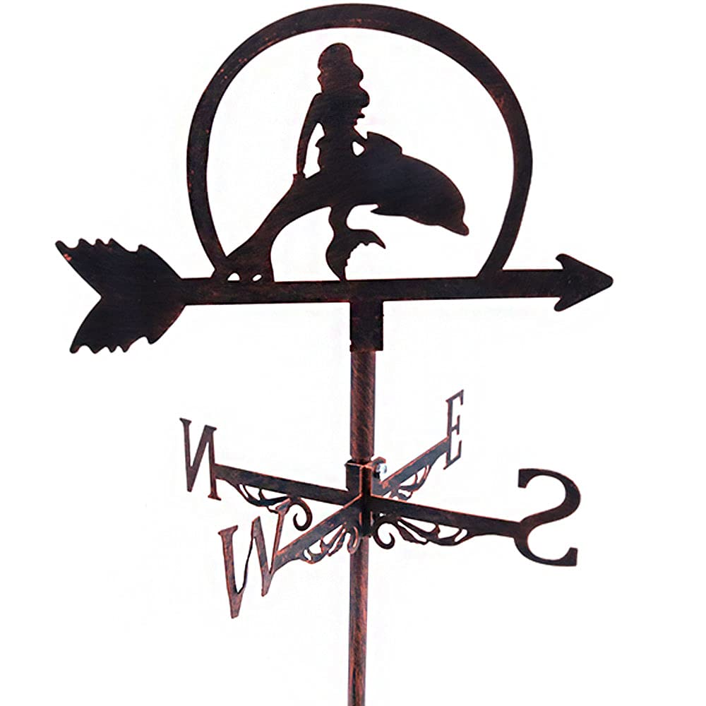 Alnicov Mermaid Metal Weather Vane,Vintage Weather Vane Direction Indicator for Outdoor Garden Roof Paddock Decoration Weather Vane