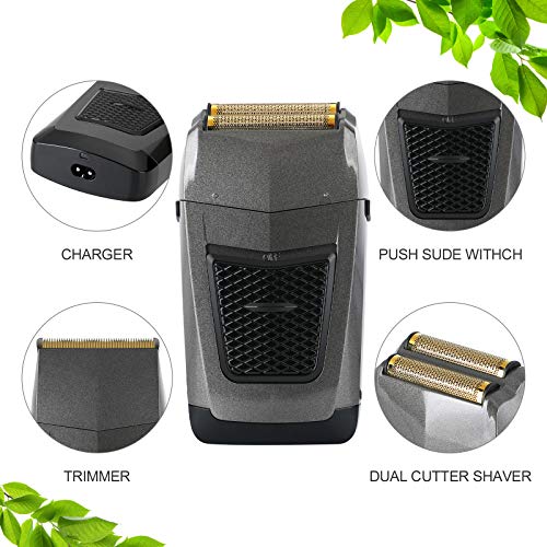 BESTBOMG 2 in 1 Electric Razor for Men Waterproof Men\'s Professional Foil Shaver Aluminum Foil Metal Cordless Shaving Kit Bald Head Shaver Barber Clipper Independent Precision Trimmer Clipper Trimmer