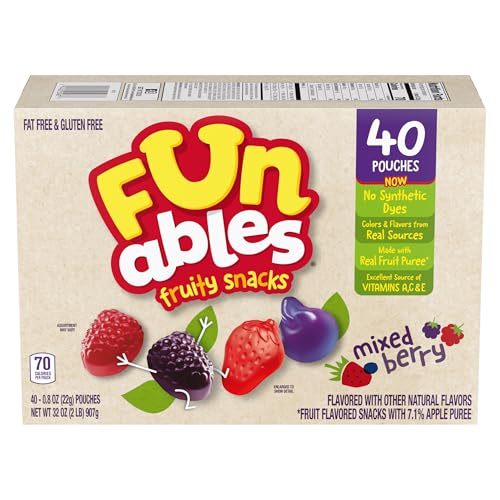FUNABLES FRUITY SNACKS, MIXED BERRY FLAVORED SNACKS, 32 OZ 40 CT