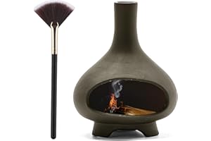 XINXINGDINGSHENG Palo Santo Holder Handmade Ceramics Incense Burner Chimney Dish Smudge Bowl for Palo Santo Sticks Sage Bundles with Brush(Brown) (Furnace Gray)