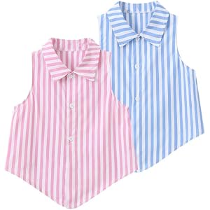 Fdqin Girls Summer Clothes Striped Button Down Shirts Tie Knot Blouse | 2 Piece,Sleeveless Tops,Girls Summer Shirts,Lightweig