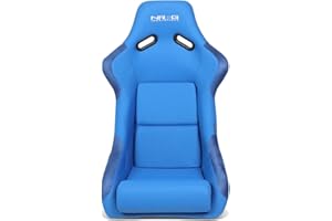 NRG Innovations NRG-FRP-300BL Fiber Glass Fixed Back Bucket Racing Seat, 4pt Harness Compatibility, Blue Seat Cover, 23"W X 18" D X 35" H