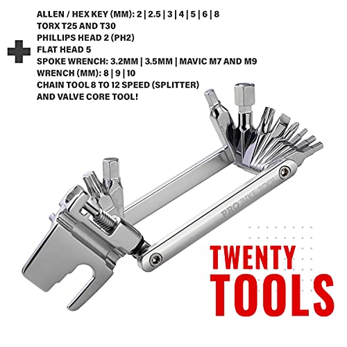 PRO BIKE TOOL 17 in 1 Bike Multitool 2.8 x 1.7 inches Compact and Lightweight Bicycle Repair