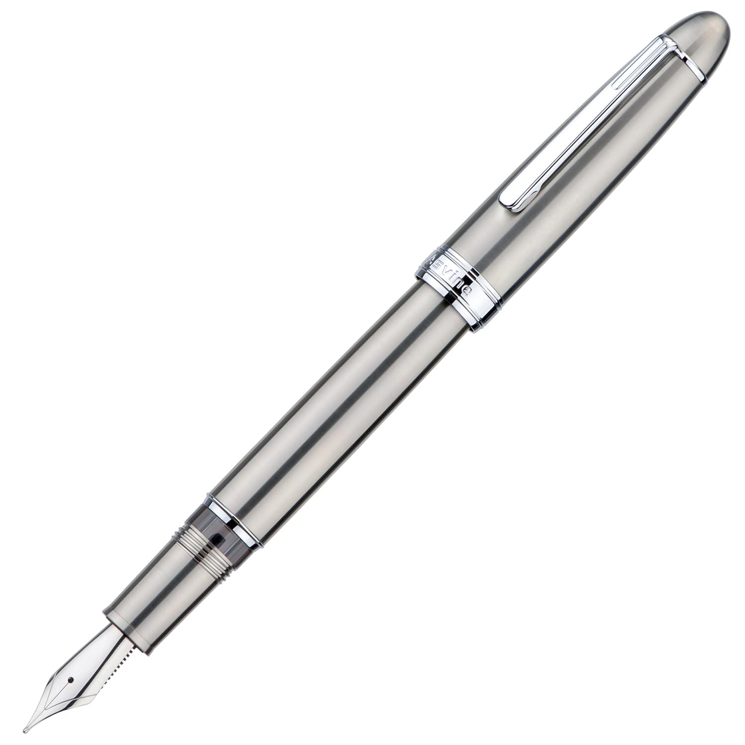 Asvine J16 Solid Titanium Fountain Pen Extra Fine Jowo Nib Piston Filling, Ink Window Design with Wrench and Pen Box