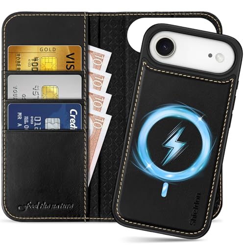 SHIELDON Abnehmbare Lederhülle für iPhone Air 6,5" 5G, Retro Schwarz