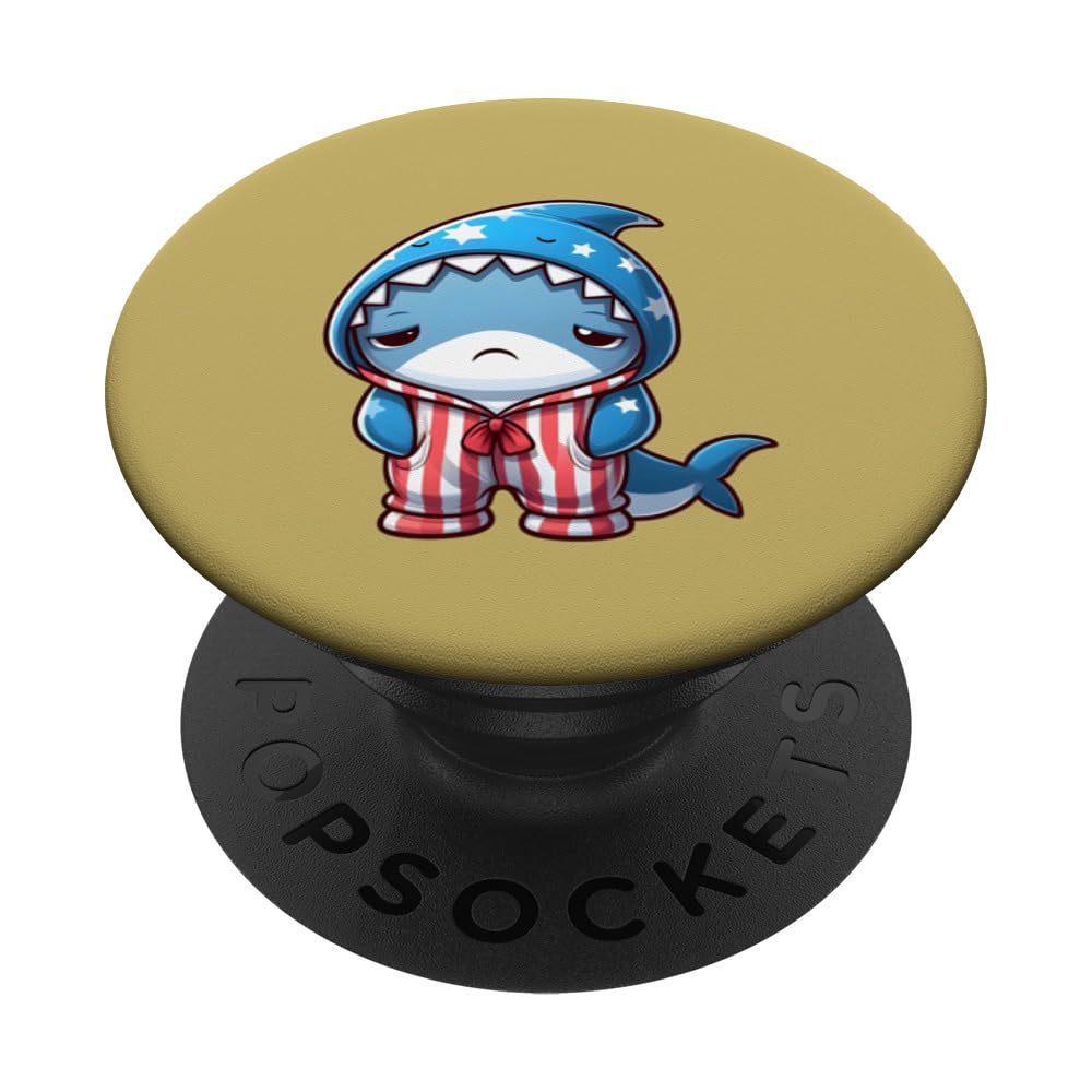 Sleepy Shark in Pajamas PopSockets Swappable PopGrip
