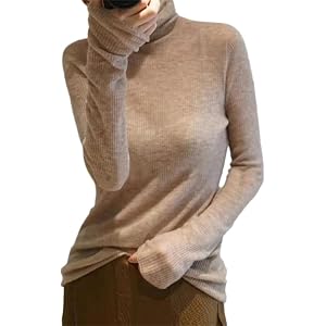 Women's Turtleneck Micro Sheer Sweater Long Sleeve Slim Base Layer Winter Knit Top