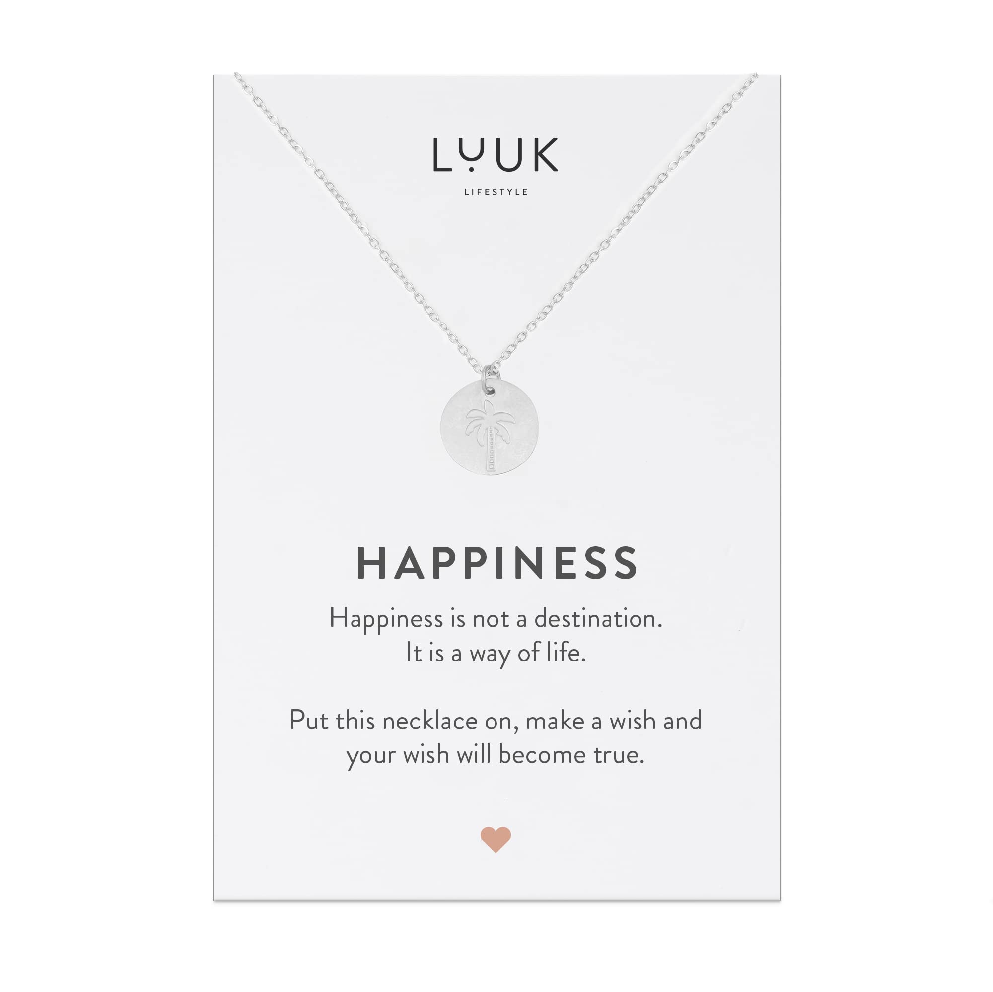LUUK LIFESTYLE Stainless Steel Pendant Necklace for Women Waterproof 50cm Chain Modern Necklace Gift for Her Silver Palm Tree — image 1