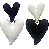 QUSIJIA Personality Heart Drop Dangle Earrings Asymmetry Black And White Interlaced Earrings For Women