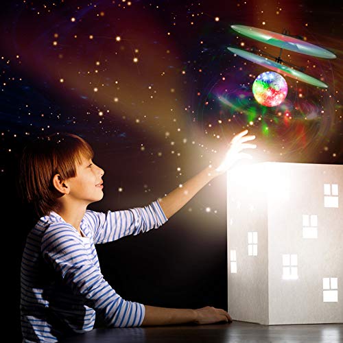 RC Fliegender Ball Kinder Spielzeug,Schuzbrille und Fernbedienung LED RC Flugzeug Helikopter mit Handsensor Infrarot Mini Hubschrauber Fliegendes Spielzeug Indoor und Outdoor Spiele