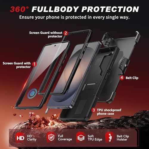 TONGATE Magnetic Stand for Samsung Galaxy S26 Ultra Case, Compatible with Magsafe, [Camera Cover & 2 Front Frames][Military Drop Protection] S26 Ultra Case Built-in Screen Protector & Belt Clip, Black