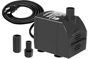 Knifel Submersible Pump 200GPH Ultra Quiet with Over Heating Protection 5.2ft High Lift for Fountains, Hydroponics, Ponds, Aquariums & More…