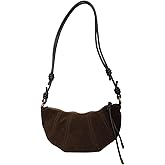 AMPOSSTO Women's Suede Leather Small Crossbody Bag Vintage Dumpling Tote Handbag Shoulder Boho Purse with Adjustable Strap